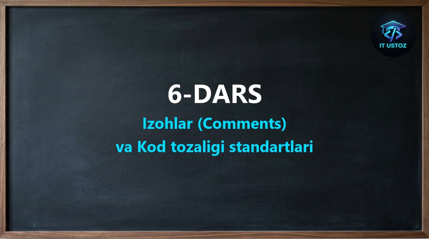 1.6 Izohlar (Comments) va kod tozaligi standartlari